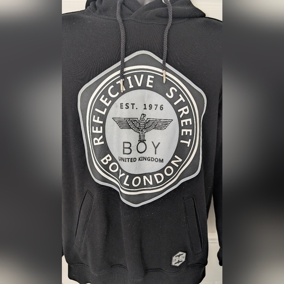Boy London UK 1976 Reflective Street Hoodie Men's Medium Black - Picture 2 of 12